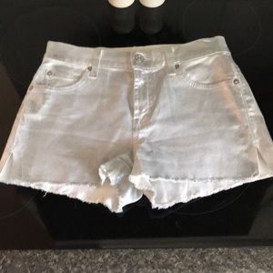 7 for all mankind silver metallic jean shorts